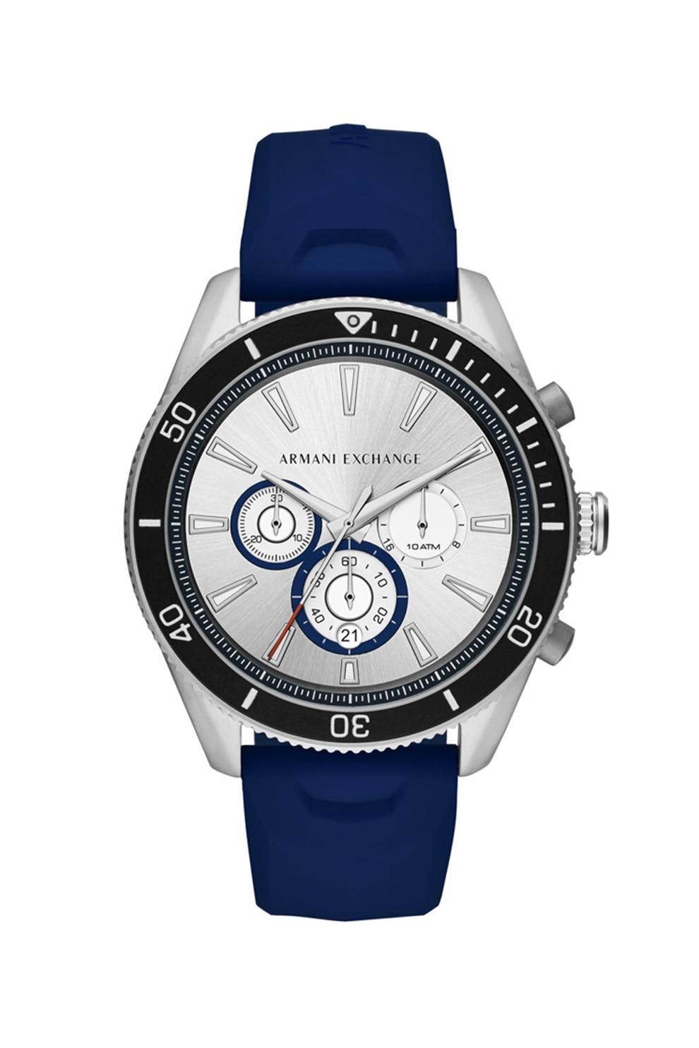 ARMANI EXCHANGE, Ceas cronograf cu o curea de silicon Enzo, Albastru inchis