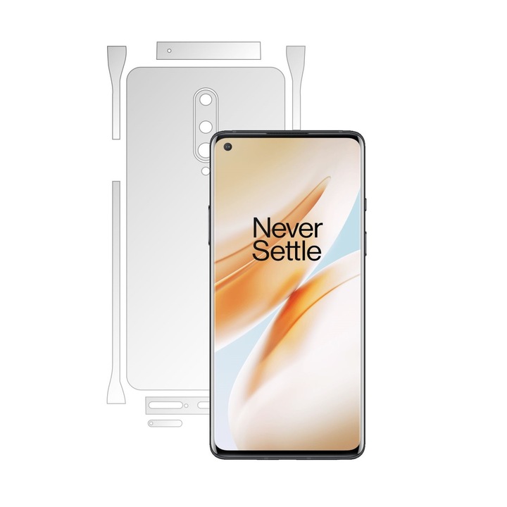 Skinz HD láthatatlan hátvédő fólia OnePlus 8 telefonhoz – Ultra-átlátszó szilikonfólia hasított bevágásokkal a hát- és oldalsó burkolatokhoz, átlátszó öntapadó bőr