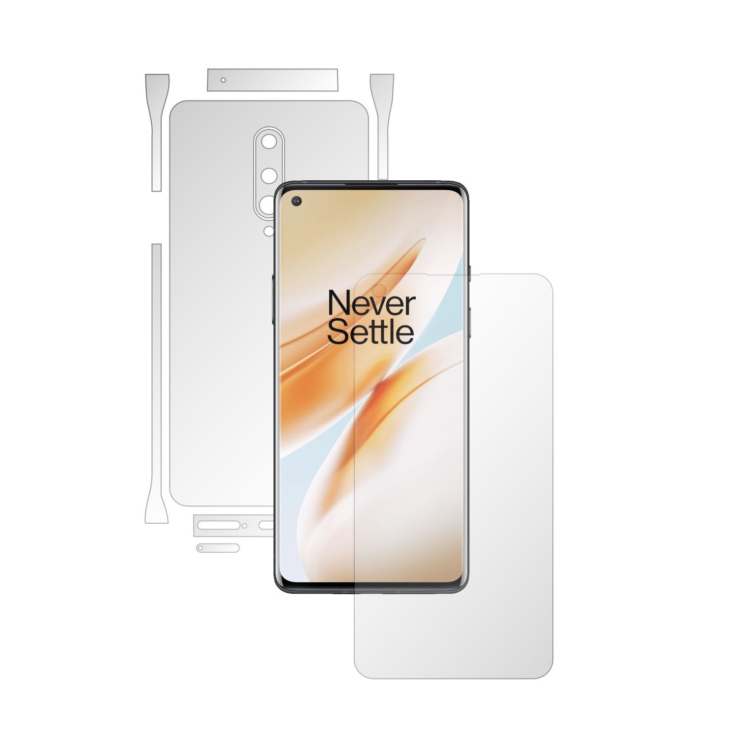 Folie Full Body Invisible Skinz HD pentru OnePlus 8 - Folie Protectie Siliconica Ultra-Clear cu taiere Split Cut pentru Ecran, Carcasa Spate si Laterale, Skin Adeziv Transparent