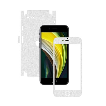 Folie Protectie Carbon Skinz pentru Apple iPhone SE 2020 - Piele Alba 360 Cut, Skin Adeziv Full Body Cover pentru Rama Ecran, Carcasa Spate si Laterale