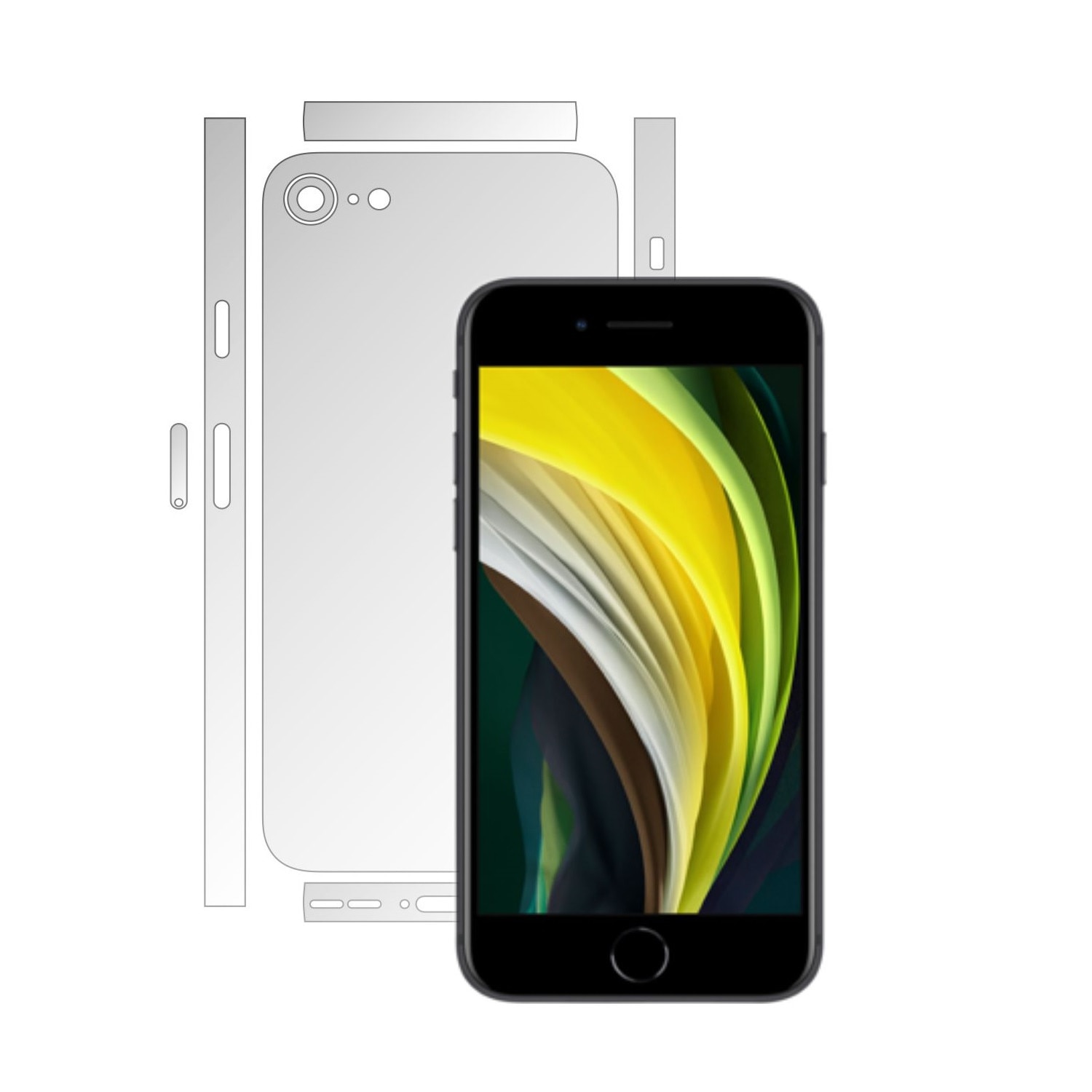 Folie Protectie Spate Invisible Skinz HD pentru Apple iPhone SE 2020 - Folie Siliconica Ultra-Clear cu taiere Split Cut pentru Carcasa Spate si Laterale, Skin Adeziv Transparent