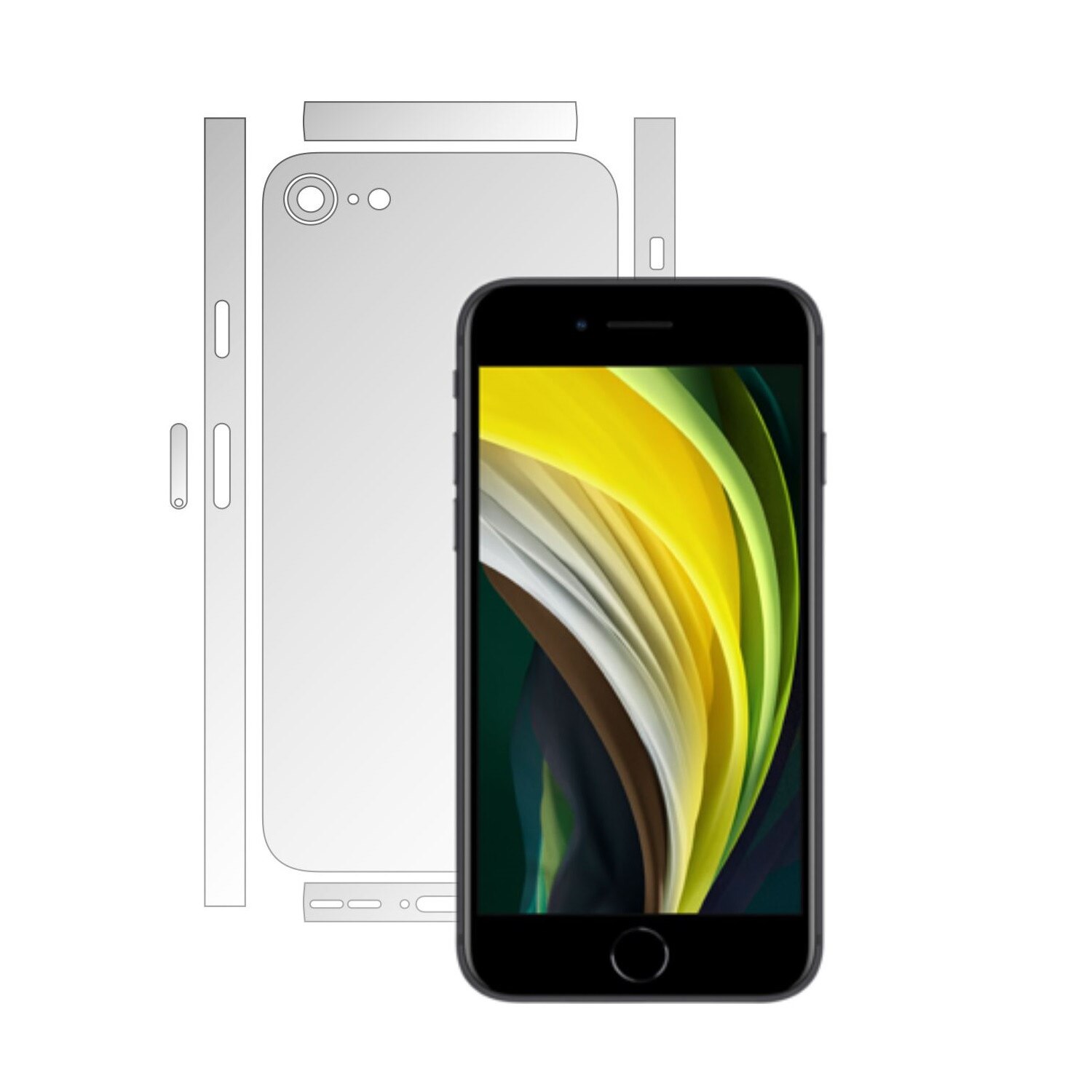 Folie Protectie Spate Invisible Skinz UHD AutoRegeneranta pentru Apple iPhone SE 2020 - Folie Siliconica Ultra-Clear cu taiere Split Cut pentru Carcasa Spate si Laterale, Skin Adeziv Transparent