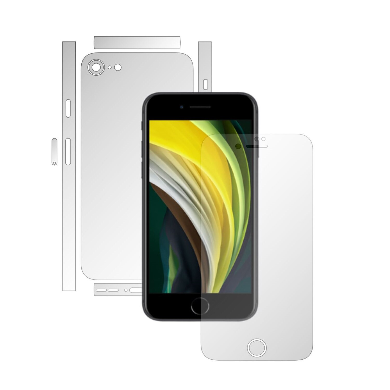 Folie Full Body Invisible Skinz UHD AutoRegeneranta pentru Apple iPhone SE 2020 - Folie Protectie Siliconica Ultra-Clear cu taiere Split Cut pentru Ecran, Carcasa Spate si Laterale, Skin Adeziv Transparent