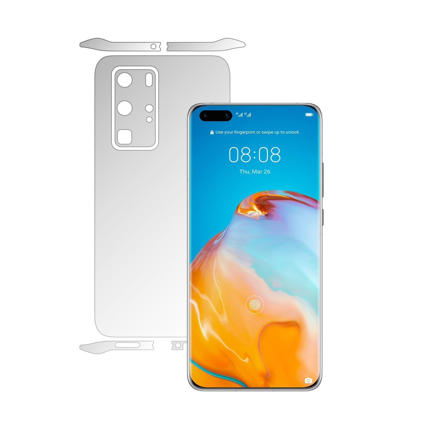 Folie Protectie Spate Invisible Skinz HD pentru Huawei P40 Pro - Folie Siliconica Ultra-Clear cu taiere Split Cut pentru Carcasa Spate si Laterale, Skin Adeziv Transparent