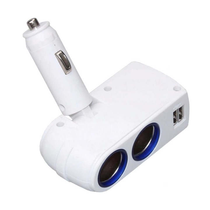 Stecher 2 prize cu 2 USB rabatabil, alb EDGAR 42614 Carco