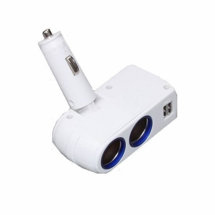 Carco EDGAR 42614 2-aljzatú csatlakozó 2 db USB-vel, Fehér