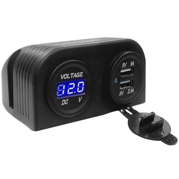 Priza cu 2 USB si voltmetru 12/24V 2x2.1A VALTER 61006 CarCo Priza cu 2 USB si voltmetru 12/24V 2x2.1A VALTER 61006 CarCo