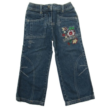 Blugi casual, fete, Primii Pasi, cu floricele, albastru, Albastru inchis Blugi casual, fete, Primii Pasi, cu floricele, albastru, Albastru inchis