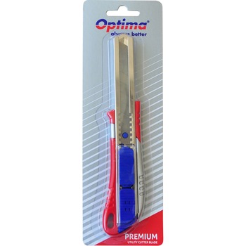 Cutter premium Optima, lama 18mm SK5, 2 functiuni, sina metalica, aluminiu cu ABS Cutter premium Optima, lama 18mm SK5, 2 functiuni, sina metalica, aluminiu cu ABS