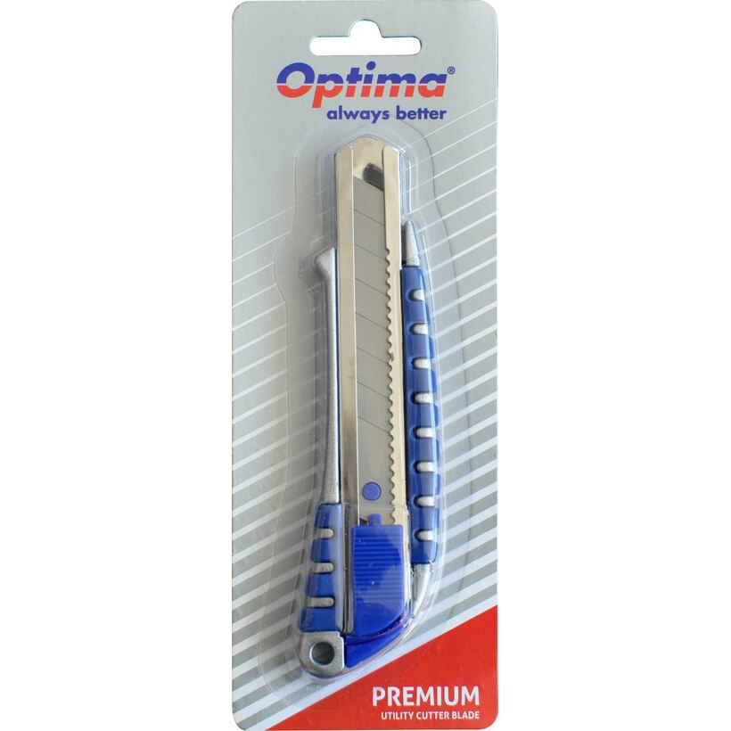 Cutter premium Optima, lama 18mm SK5 , sina metalica, zinc cu rubber grip