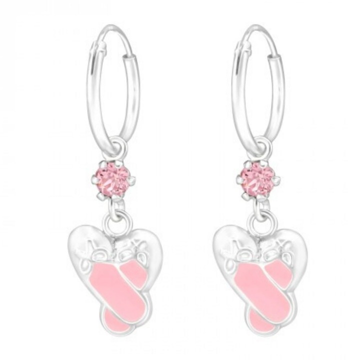Tortite Balerina Shoes fülbevaló, 925 ezüst gyerekeknek, ezüst színű, ékszerdobozt tartalmaz