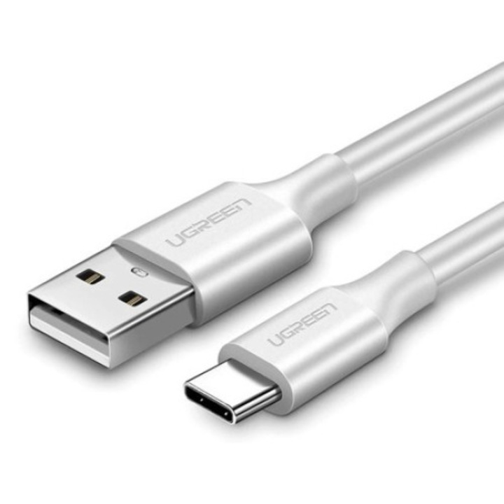 Cablu de date, UGREEN US287, USB la USB-C , Quick Charge 3.0, 2 A , Lungime 0.25 m, Alb, Rata transmisie 480 Mb/s