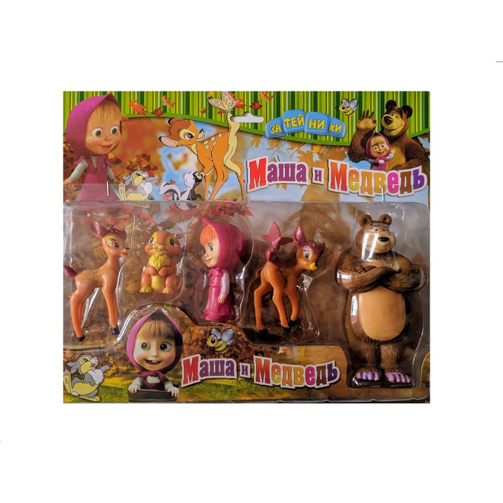 Set de joaca cu 5 figurine Masha and the Bear, Multicolor, + 3 ani
