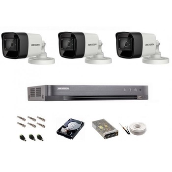 Sistem de supraveghere complet Hikvision Turbo HD, inregistrare 4K sau 8,3 Mp,cu 3 camere de exterior si IR 30 m Sistem de supraveghere complet Hikvision Turbo HD, inregistrare 4K sau 8,3 Mp,cu 3 camere de exterior si IR 30 m