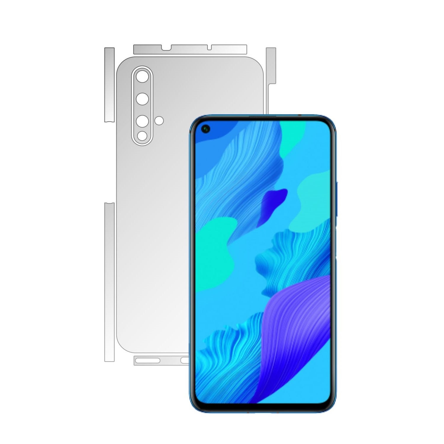 Folie Protectie Spate Invisible Skinz UHD AutoRegeneranta pentru Huawei Nova 5T - Folie Siliconica Ultra-Clear cu taiere Split Cut pentru Carcasa Spate si Laterale, Skin Adeziv Transparent