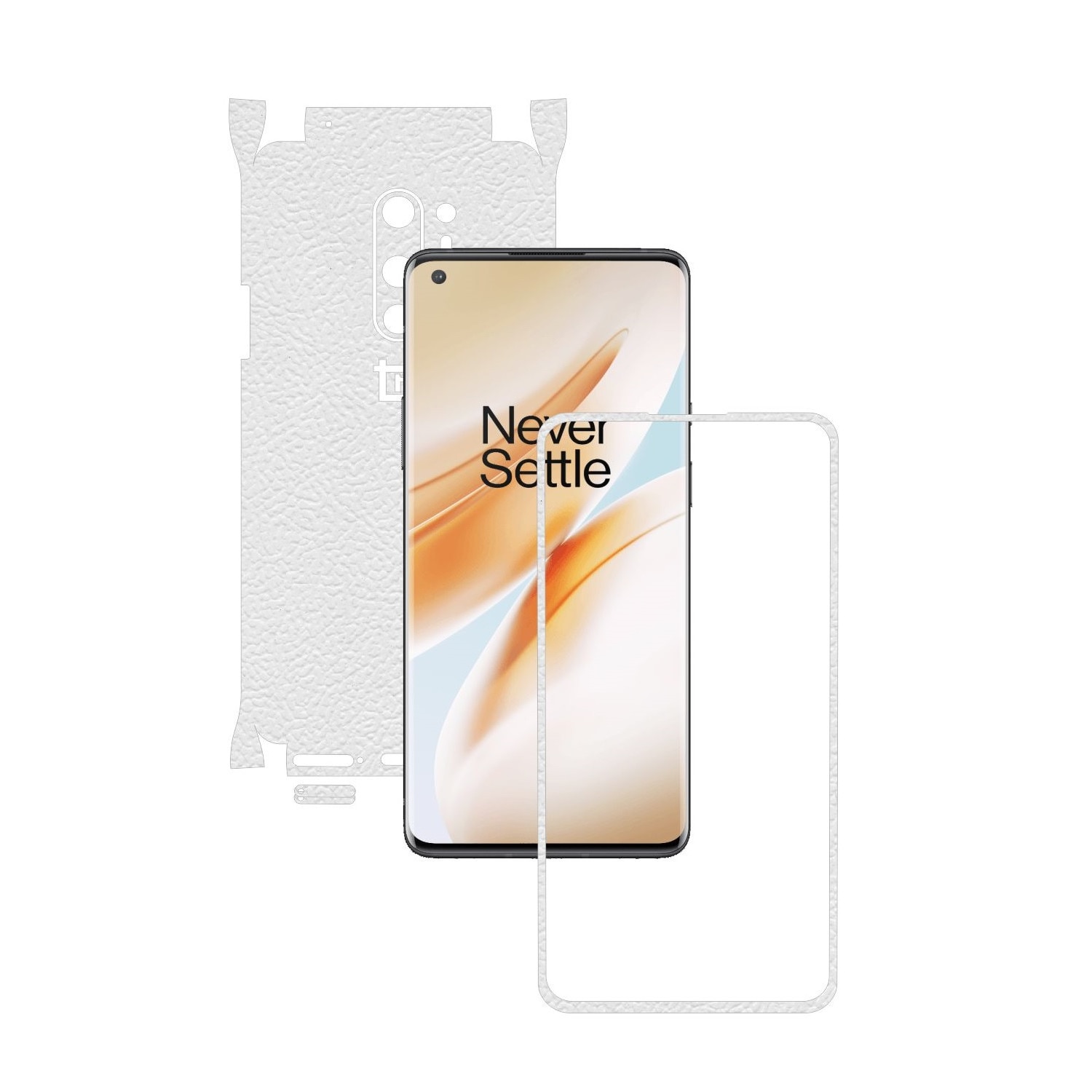 Folie Protectie Carbon Skinz pentru OnePlus 8 Pro - Piele Alba 360 Cut, Skin Adeziv Full Body Cover pentru Rama Ecran, Carcasa Spate si Laterale