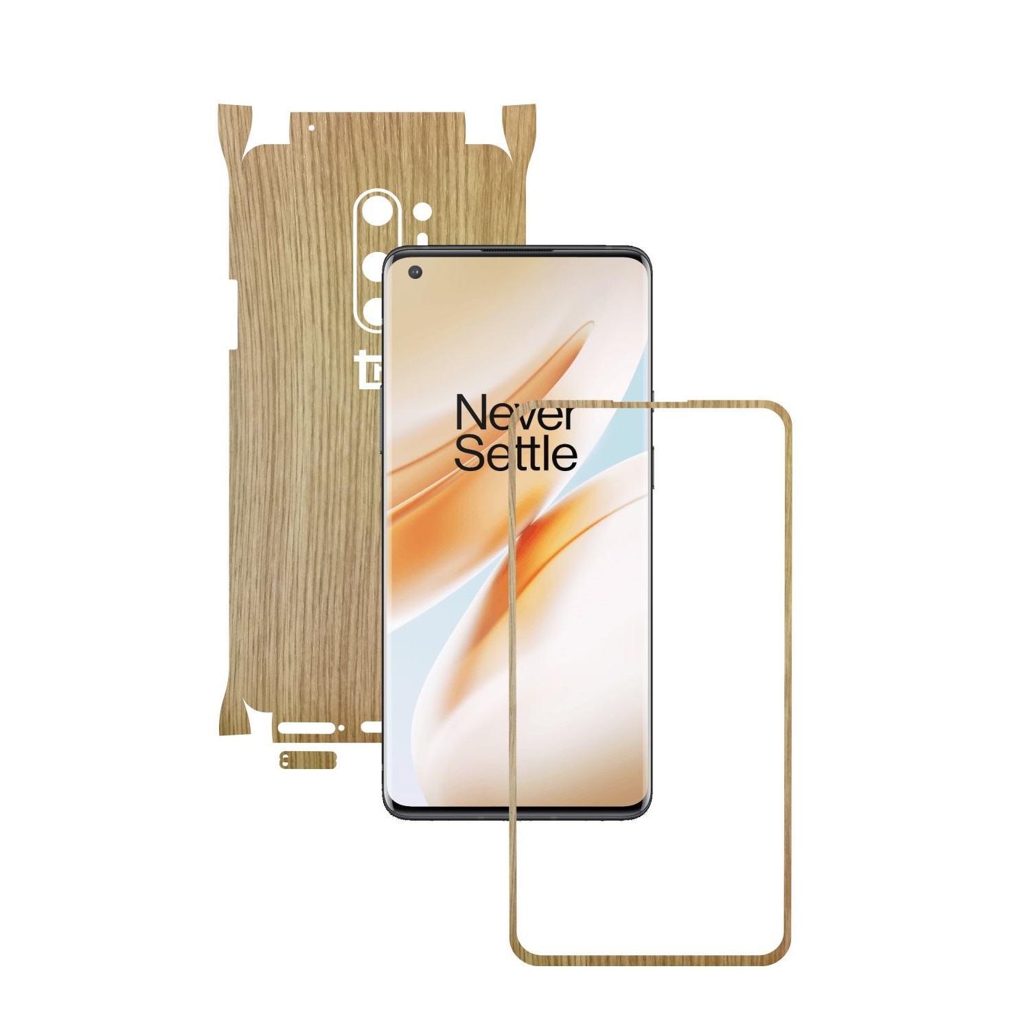 Folie Protectie Carbon Skinz pentru OnePlus 8 Pro - Lemn Stejar 360 Cut, Skin Adeziv Full Body Cover pentru Rama Ecran, Carcasa Spate si Laterale