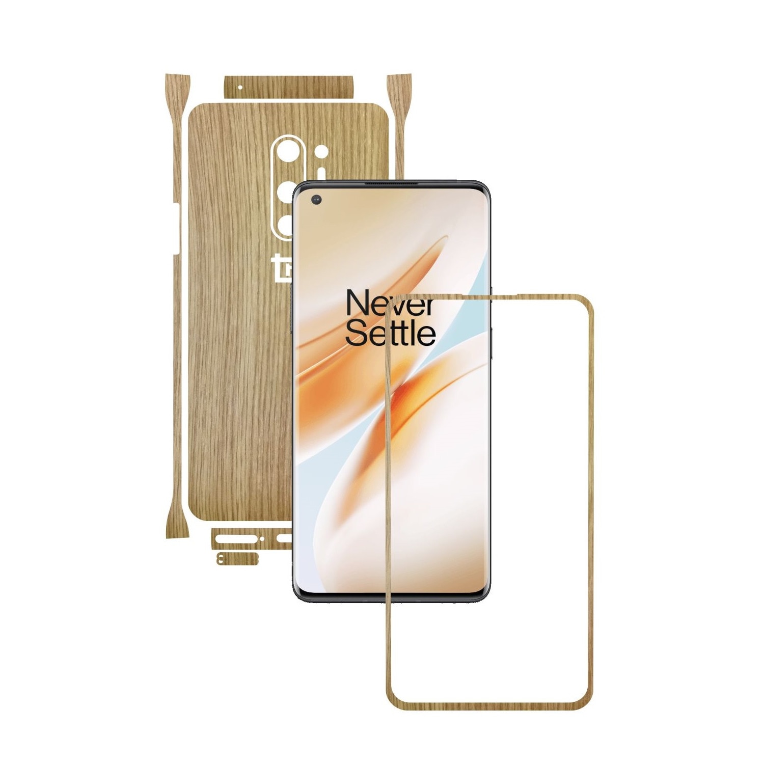 Folie Protectie Carbon Skinz pentru OnePlus 8 Pro - Lemn Stejar Split Cut, Skin Adeziv Full Body Cover pentru Rama Ecran, Carcasa Spate si Laterale