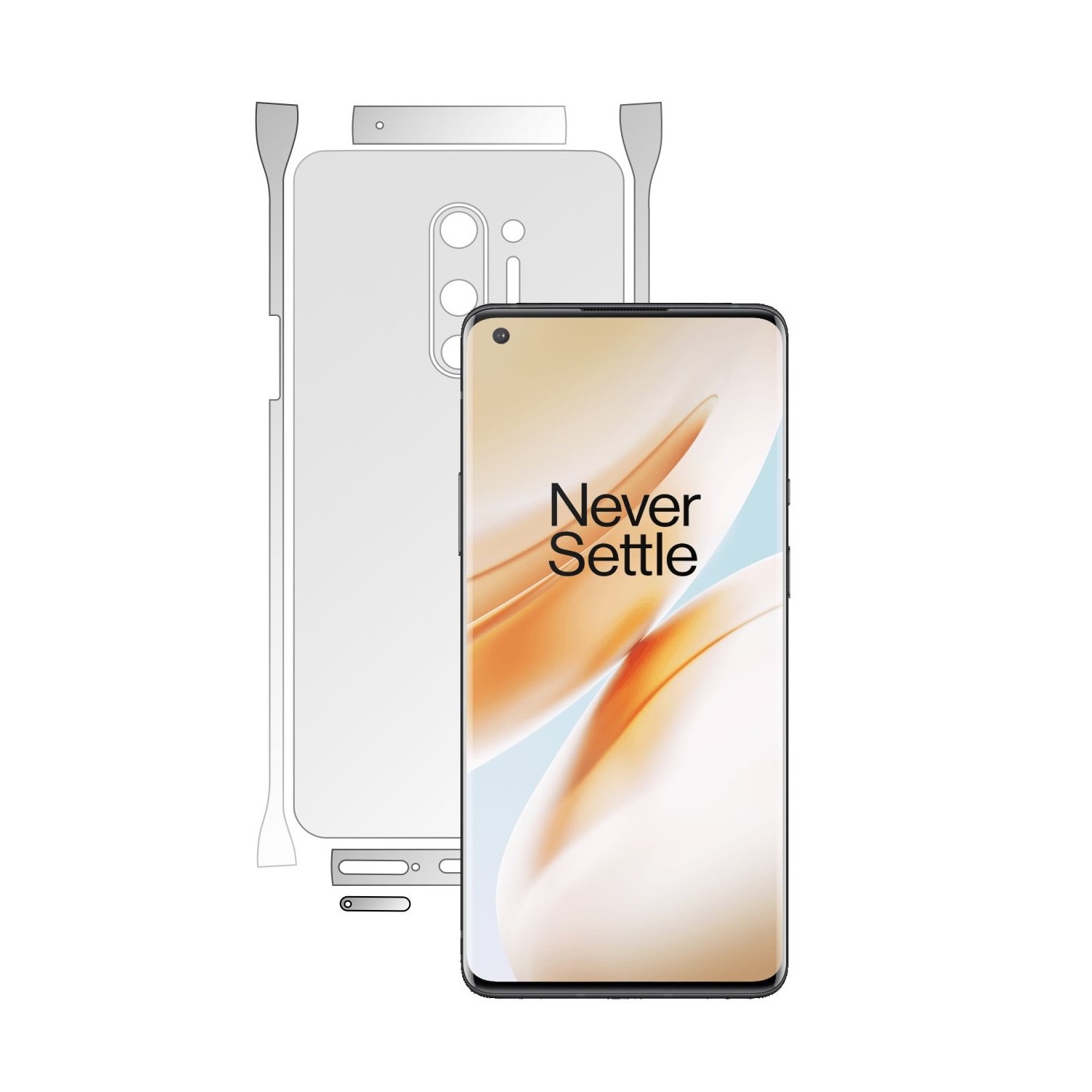 Folie Protectie Spate Invisible Skinz UHD AutoRegeneranta pentru OnePlus 8 Pro - Folie Siliconica Ultra-Clear cu taiere Split Cut pentru Carcasa Spate si Laterale, Skin Adeziv Transparent