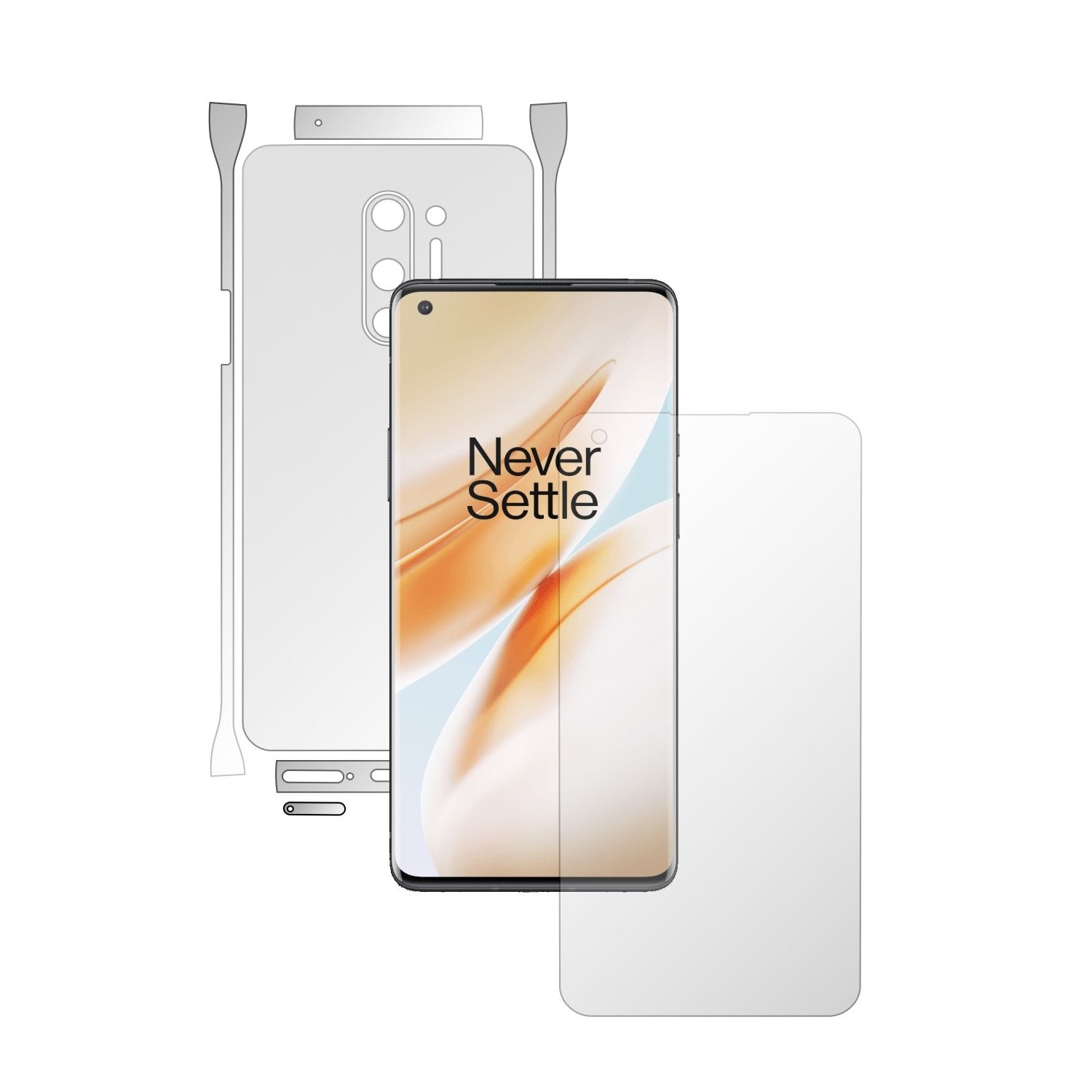 Folie Full Body Invisible Skinz UHD AutoRegeneranta pentru OnePlus 8 Pro - Folie Protectie Siliconica Ultra-Clear cu taiere Split Cut pentru Ecran, Carcasa Spate si Laterale, Skin Adeziv Transparent