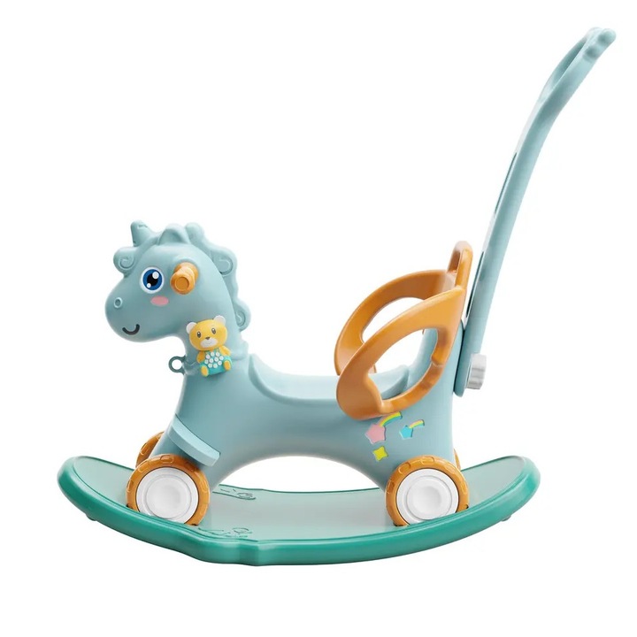 Balansoar 3 in 1 cu maner parental Nichiduta Unicorn Blue