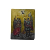 icoane lemn  sfmihail si sfgavrilmodel ortodoxculori acrilicerama decorativa din sfoara placata cu foita de aur pursuprafata nepictata placata cu foita de auran aparitie 2020  250 x 200 x 20 mm imagen 12_0_
0