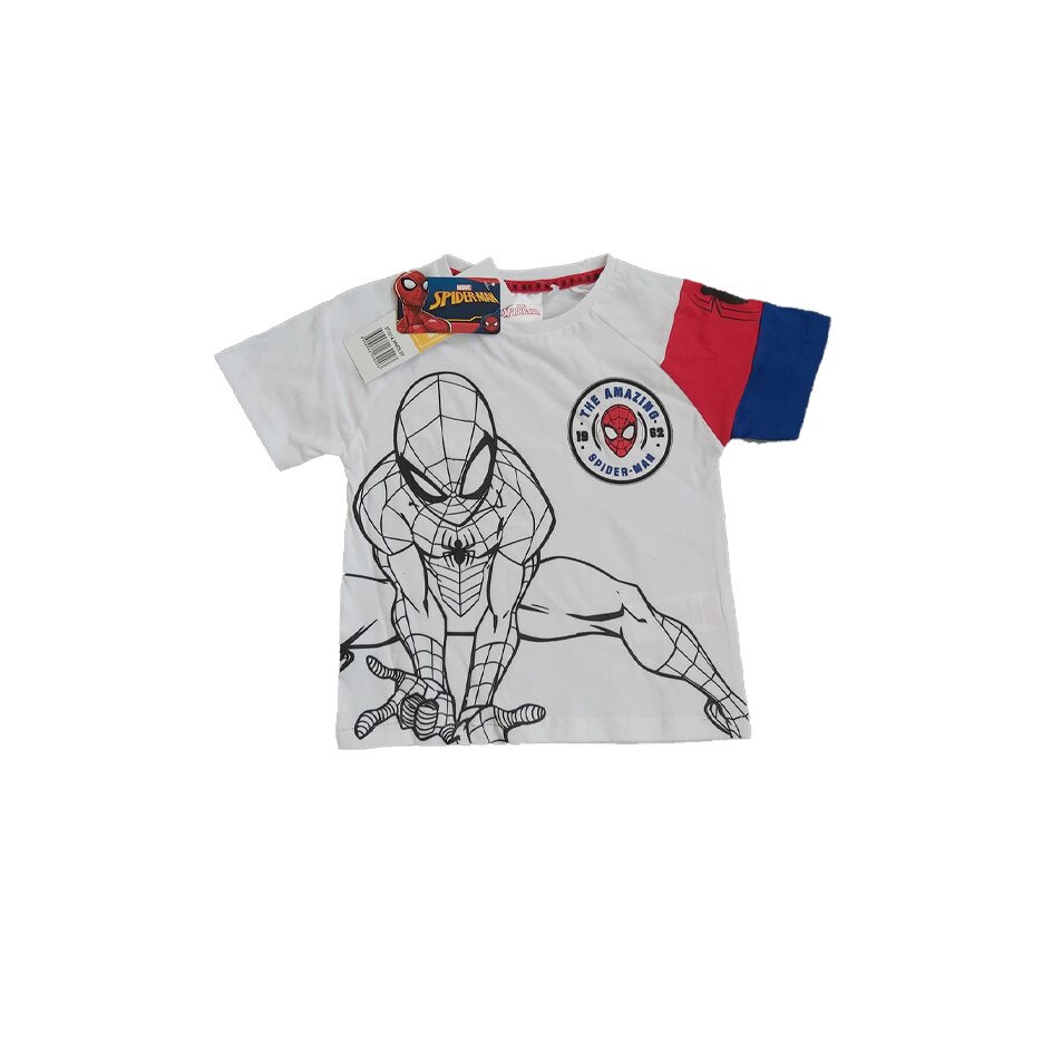 Tricou copii, Spiderman, gri, Alb / Rosu