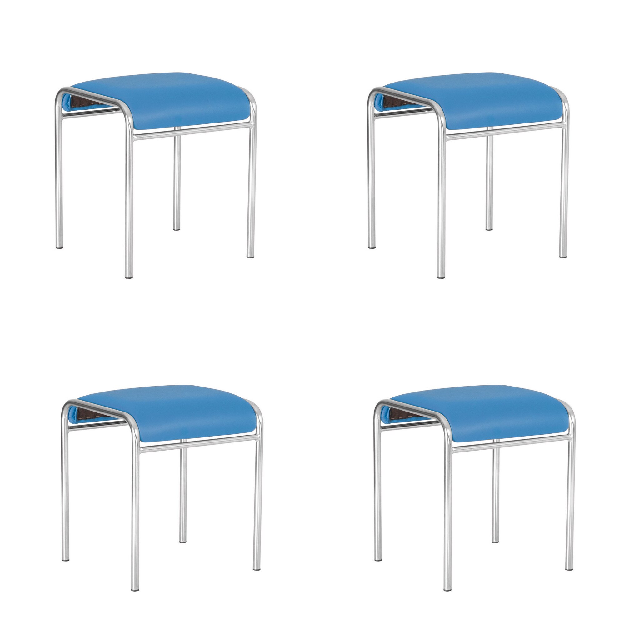 Set 4 scaune bucatarie CADDY CHROME, Albastru piele ecologica