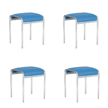 Set 4 scaune bucatarie CADDY CHROME, Albastru piele ecologica