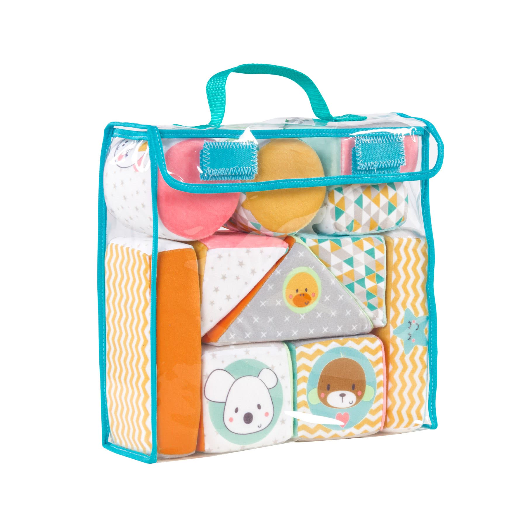 Joc de constructie, Imaginarium, Block & Block Happy Friends, 11 piese, cu sunete, +6 luni