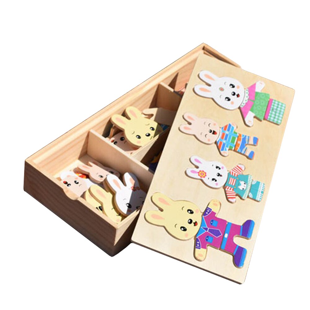 Puzzle lemn, Imbraca Iepurasii, eduBEBE N248