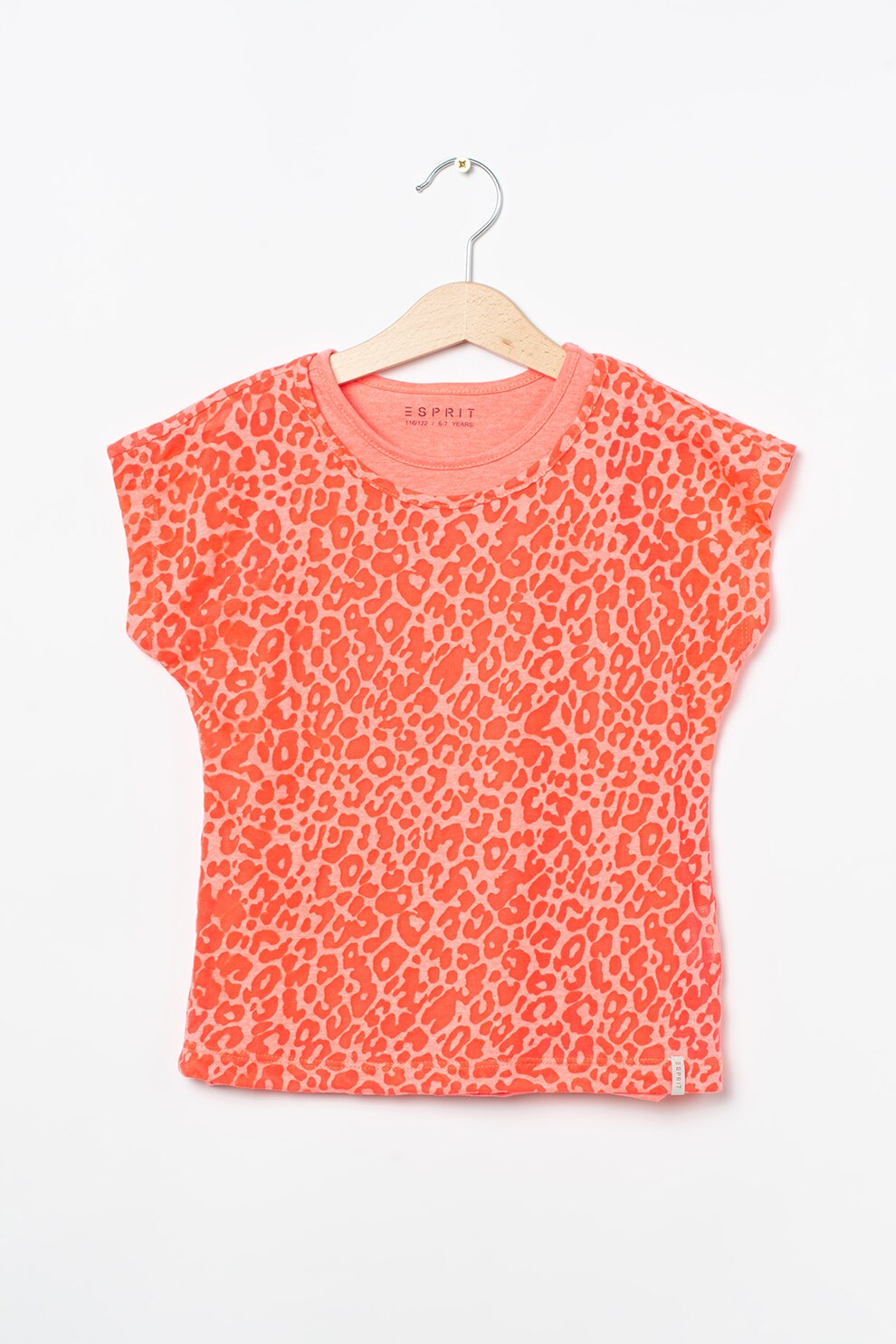 Esprit, Tricou regular fit cu animal print, Roz, 116-122 CM