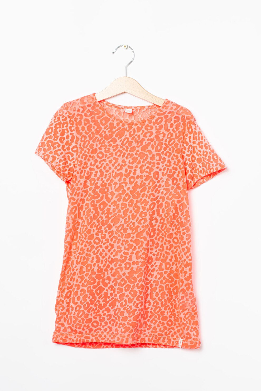 Esprit, Tricou regular fit cu animal print, Roz neon