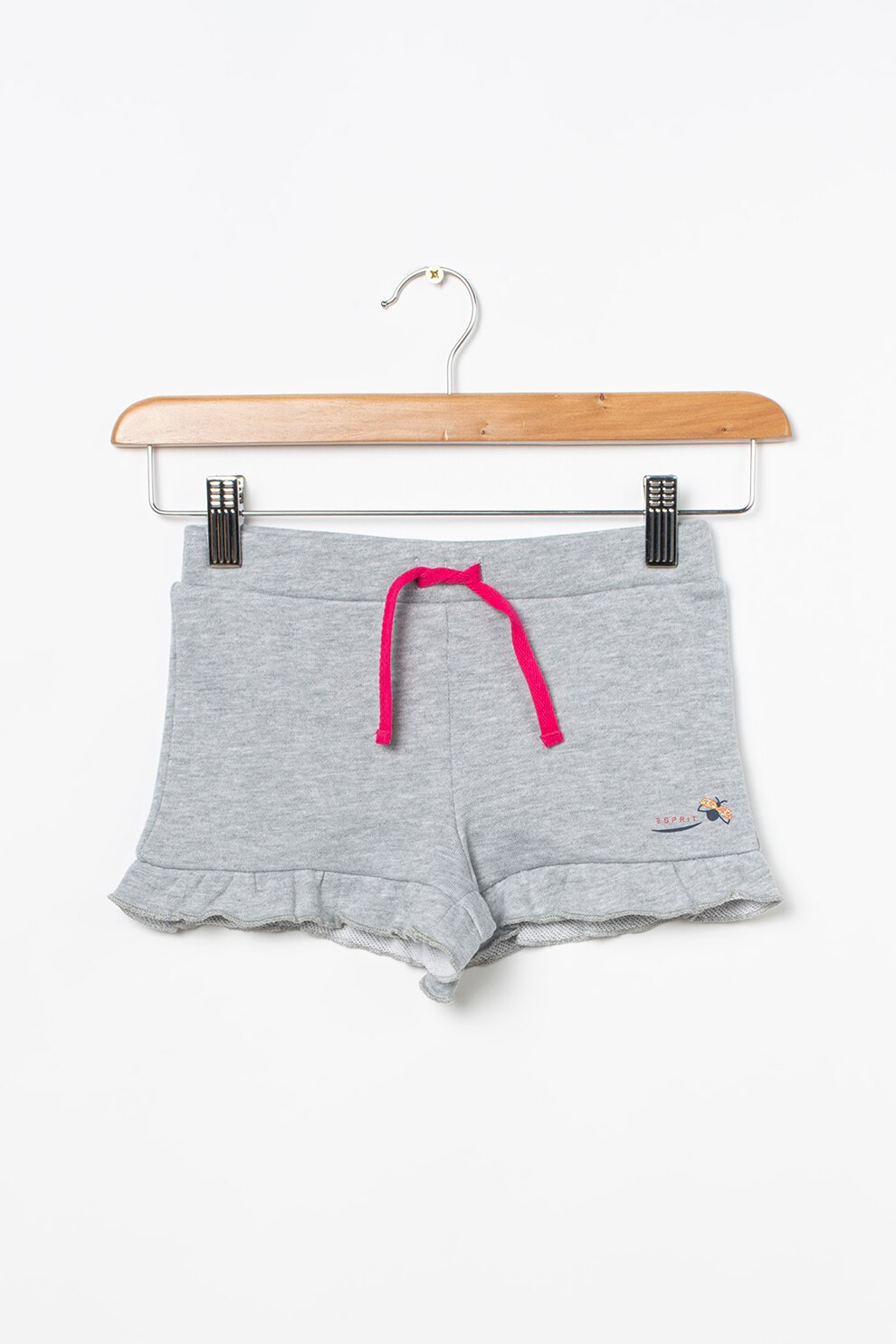 Esprit, Pantaloni scurti din jerseu, cu terminatie cu volane, Gri melange, 116-122 CM