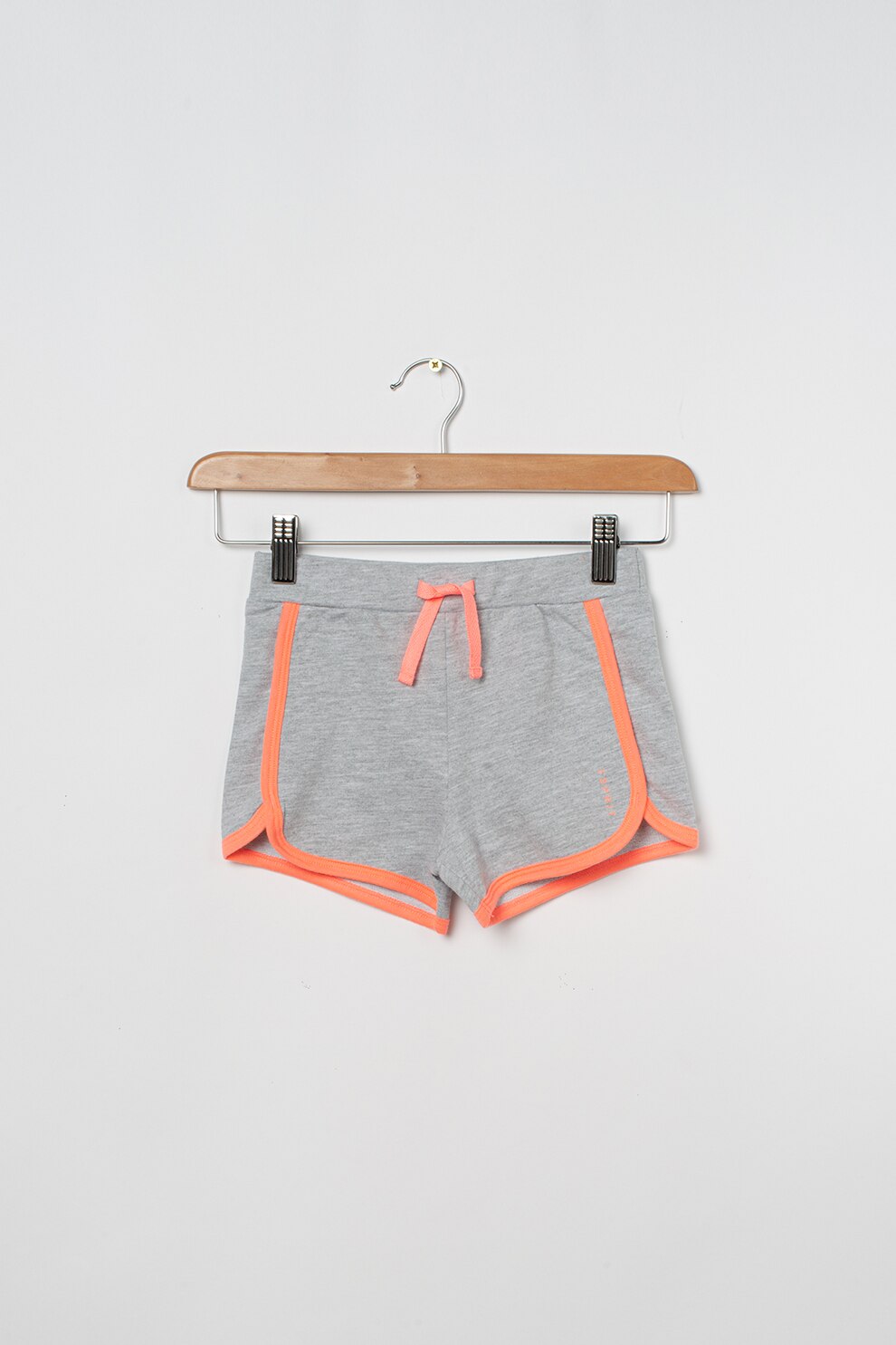 Esprit, Pantaloni scurti din jerseu, cu margini contrastante, Gri melange/oranj neon, 116-122 CM