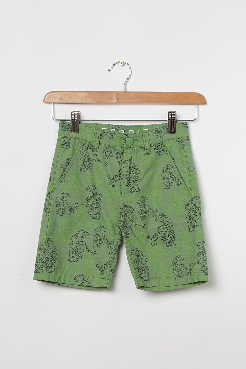 Esprit, Bermude cu animal print, Verde/Bleumarin inchis, 128 CM