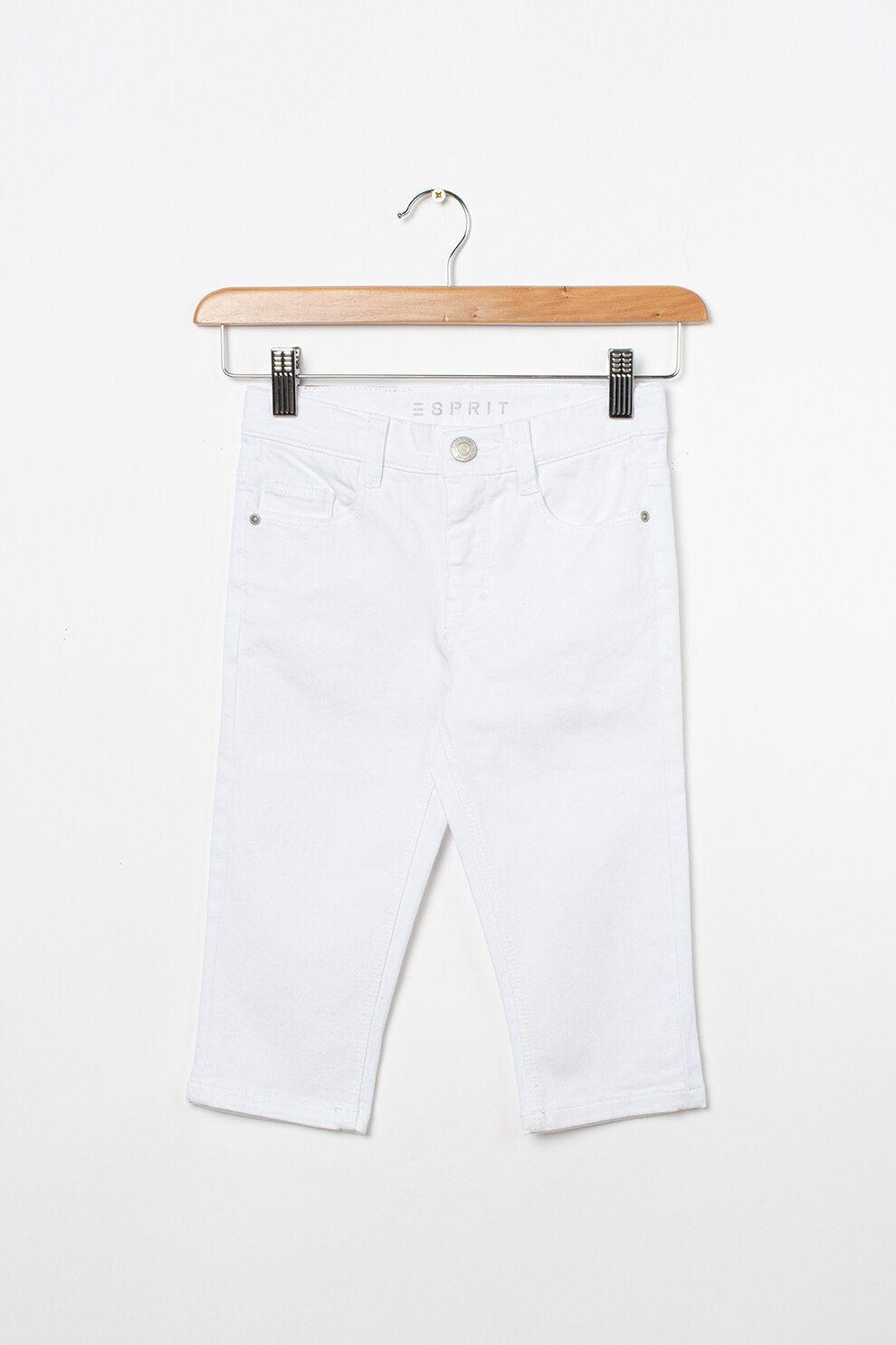 Esprit, Pantaloni 3/4 din denim, cu 5 buzunare, Alb, 146 CM