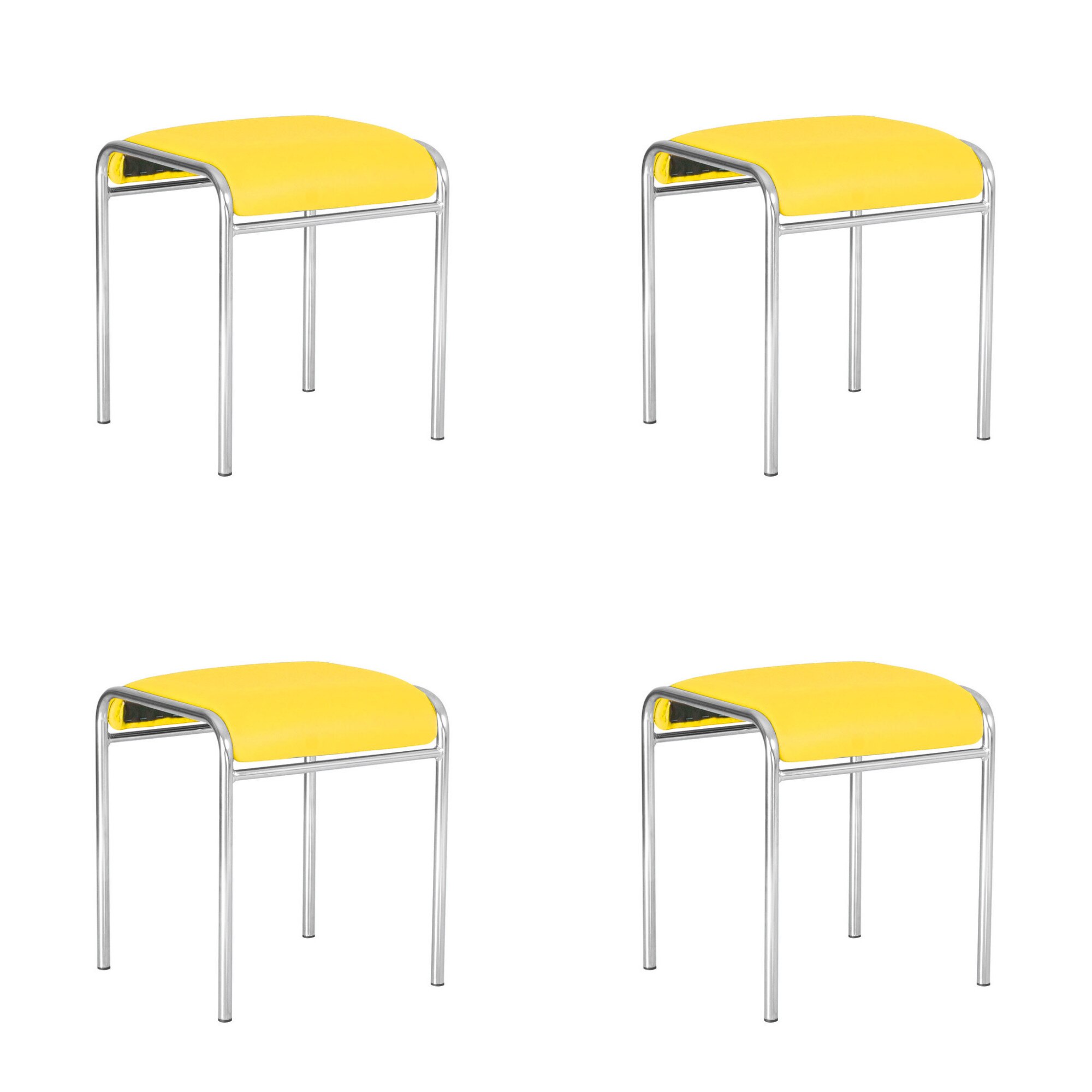 Set 4 scaune bucatarie CADDY CHROME, piele ecologica, Galben