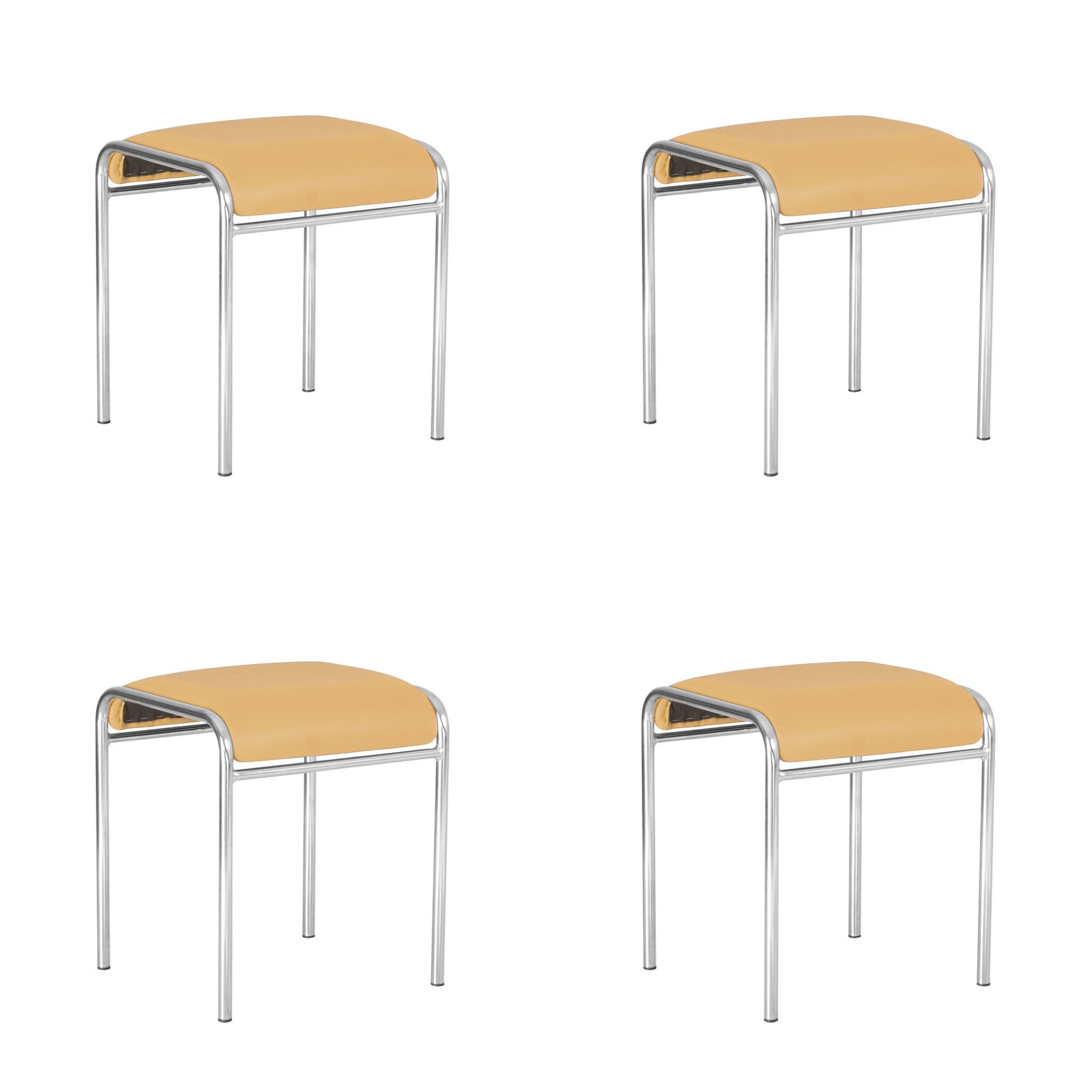 Set 4 scaune bucatarie CADDY CHROME, piele ecologica, Ocru