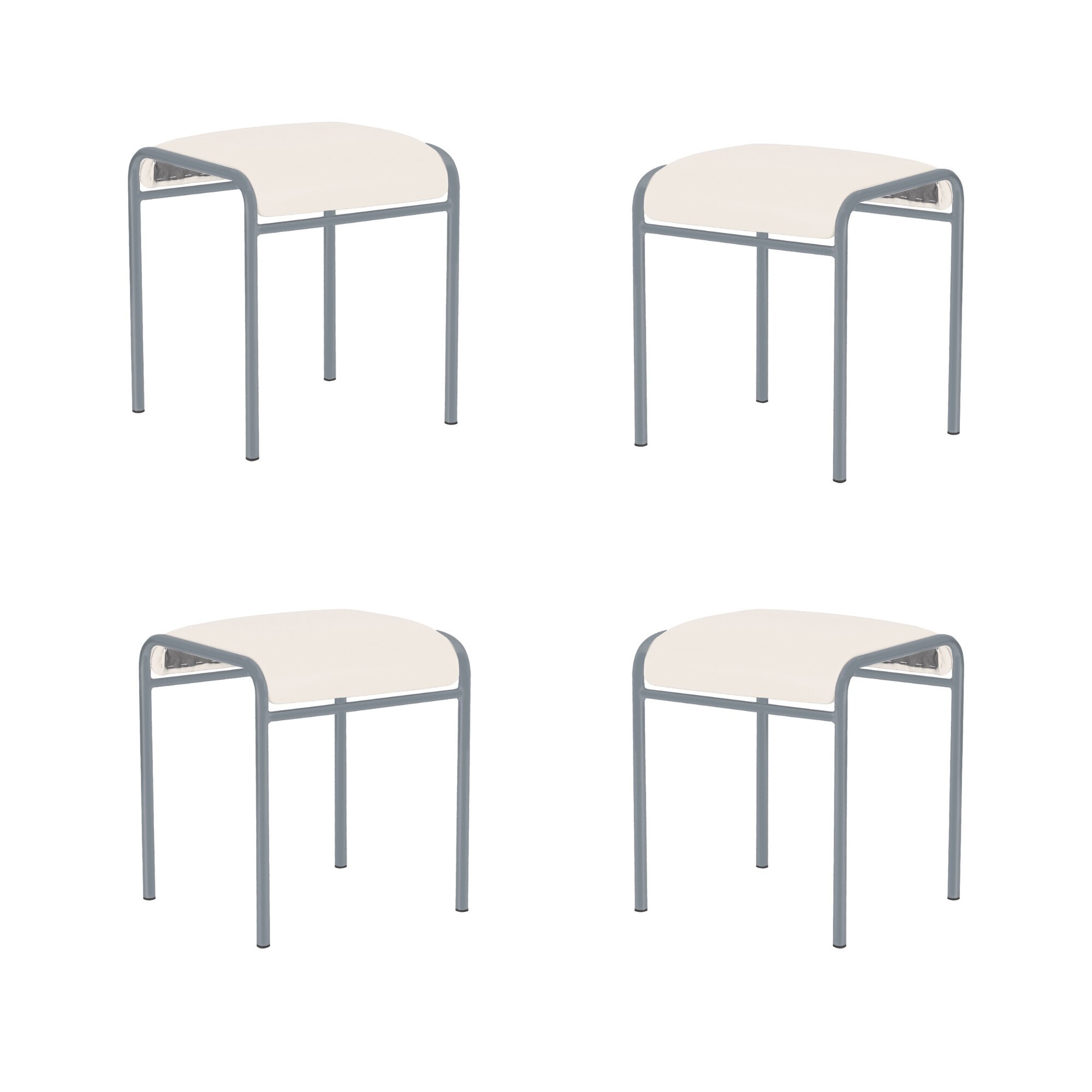 Set 4 scaune bucatarie CADDY Alu, Crem