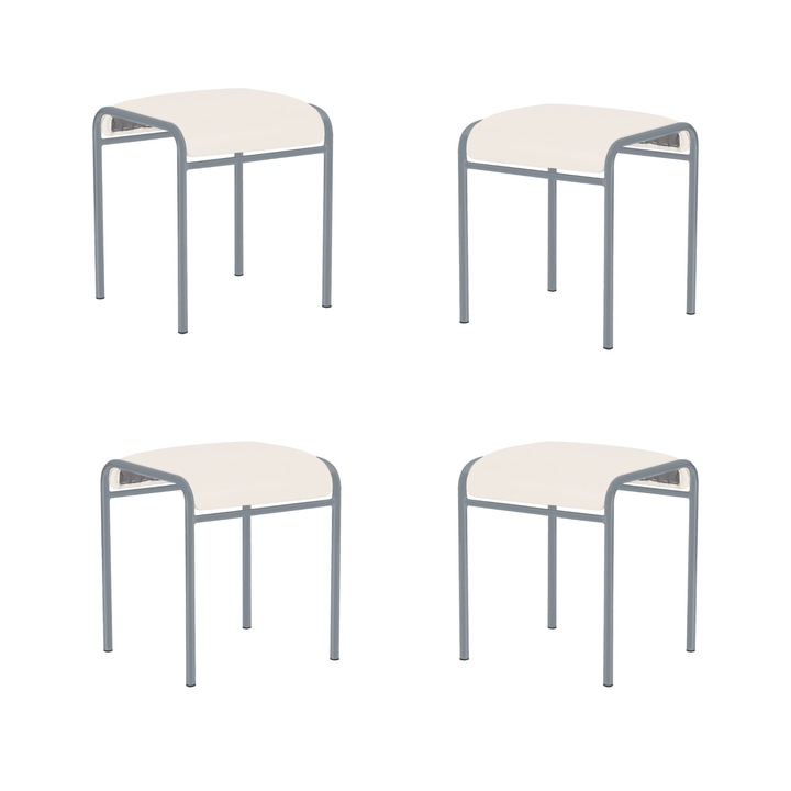Set 4 scaune bucatarie CADDY Alu, Crem