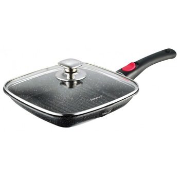 Tigaie Grill cu capac si maner detasabil Kinghoff KH 1510, 24 cm, Acoperire Marmura, Inductie, Negru Tigaie Grill cu capac si maner detasabil Kinghoff KH 1510, 24 cm, Acoperire Marmura, Inductie, Negru