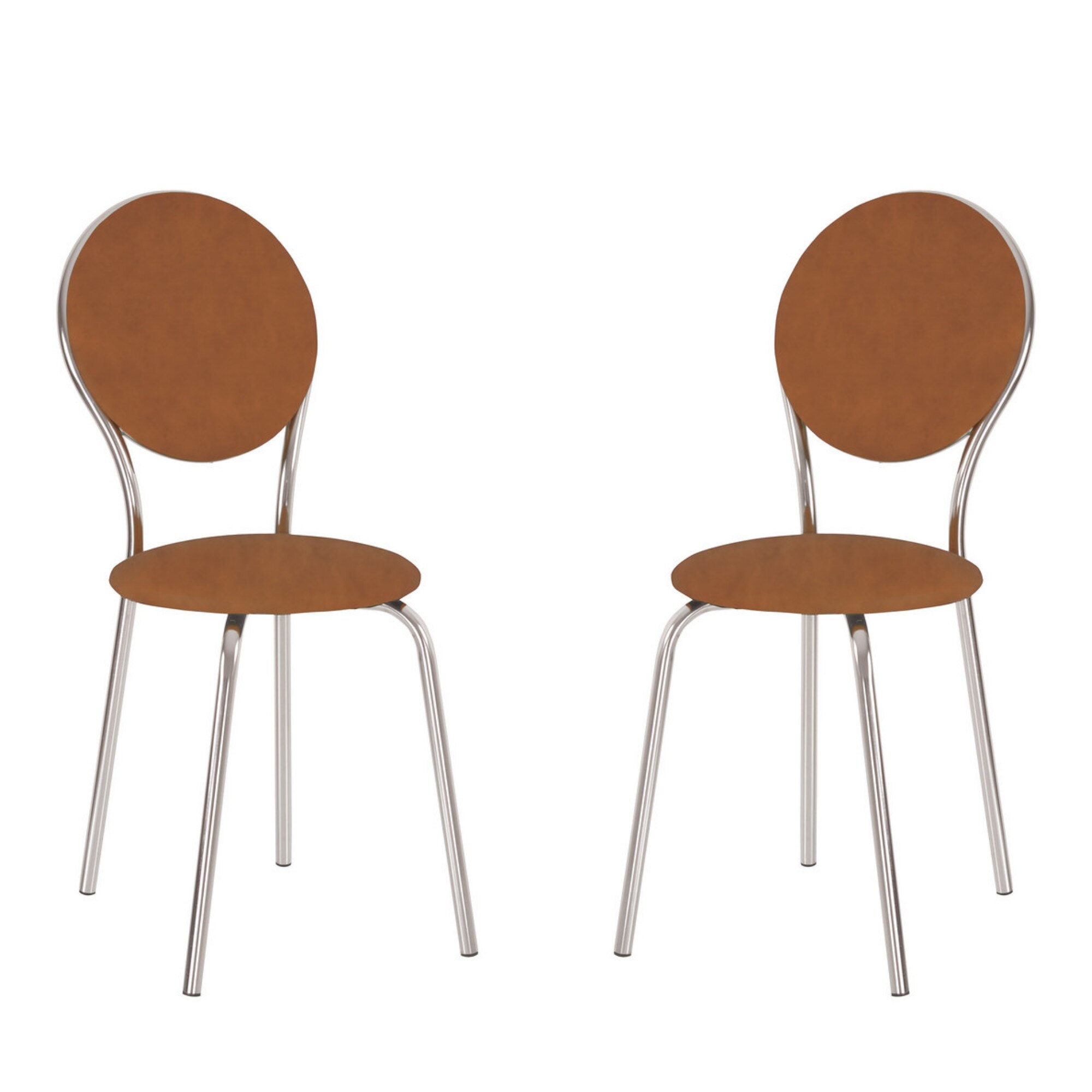 Set 2 scaune bucatarie FAST TIME CHROME, Aramiu piele ecologica