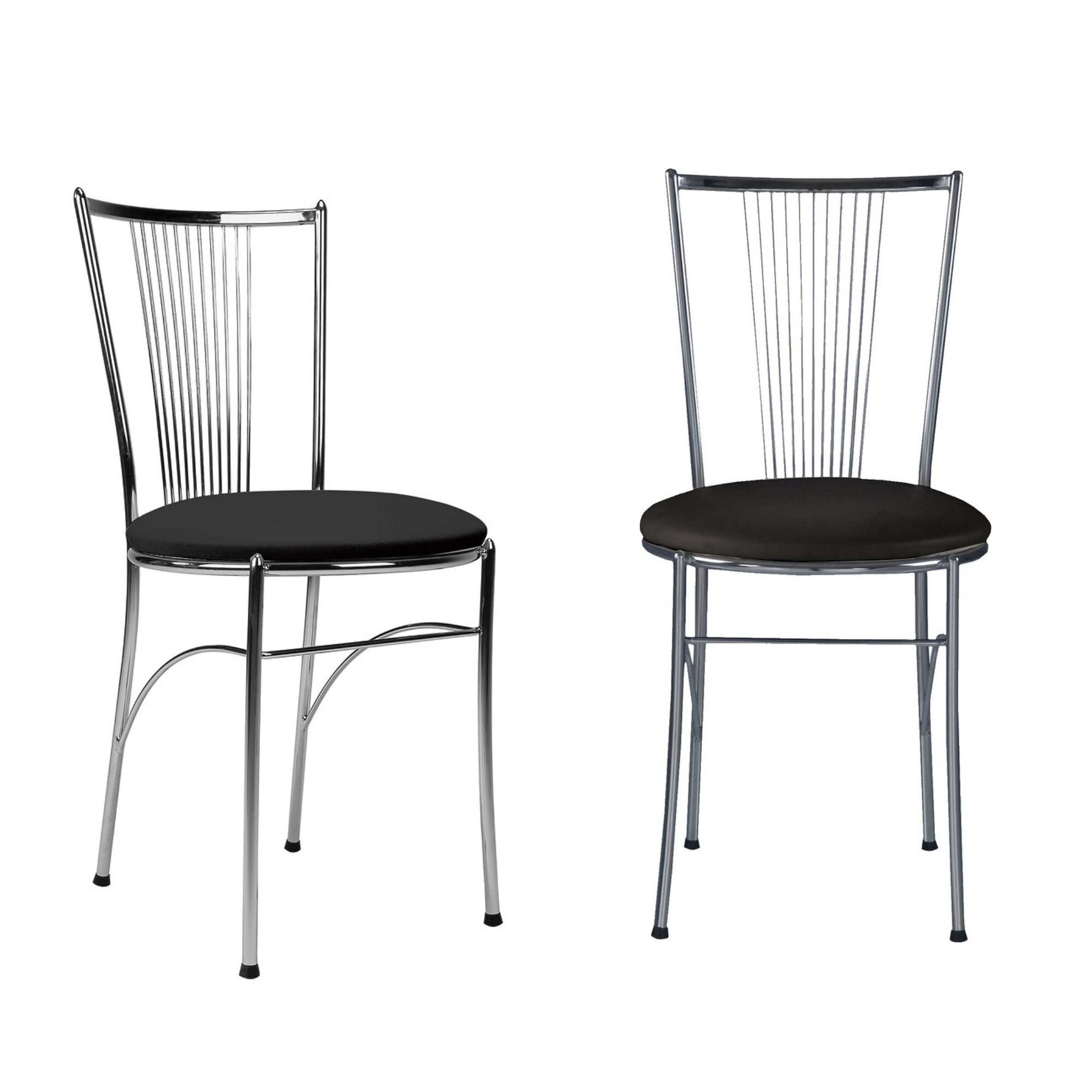 Set 2 scaune bucatarie FOSKA , Negru piele ecologica