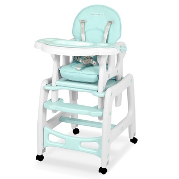 Scaun de Masa pentru Bebelusi, 5in1, 6-36 Luni, Transformabil in Balansoar si Masuta cu Scaunel, cu Roti, Centura de Siguranta in 5 Puncte, Tavita Reglabila, Husa Detasabila, Suport Picioare, Spatar Reglabil in 3 Pozitii, Turcoaz Scaun de Masa pentru Bebelusi, 5in1, 6-36 Luni, Transformabil in Balansoar si Masuta cu Scaunel, cu Roti, Centura de Siguranta in 5 Puncte, Tavita Reglabila, Husa Detasabila, Suport Picioare, Spatar Reglabil in 3 Pozitii, Turcoaz