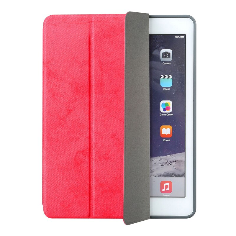 Husa tip carte pentru tableta iPad 2017/2018 de 9.7 inch din piele ecologica si compartiment pentru pix/stilou, Rosu, BBL1605