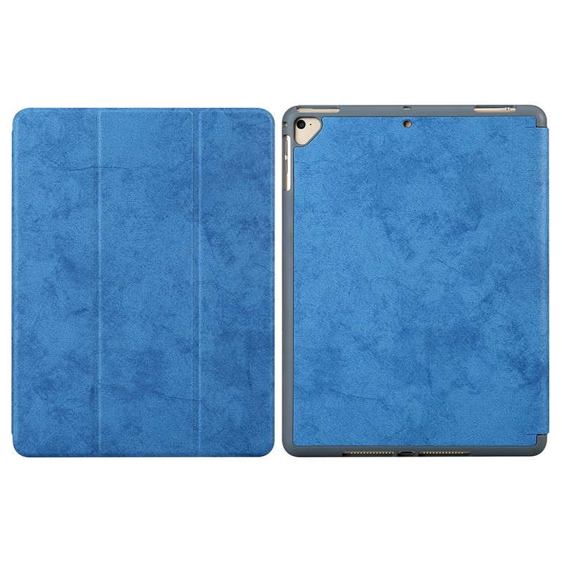 Husa tip carte pentru tableta iPad 2017/2018 de 9.7 inch din piele ecologica si compartiment pentru pix/stilou, Albastru, BBL1604