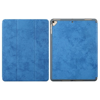 Husa tip carte pentru tableta iPad 2017/2018 de 9.7 inch din piele ecologica si compartiment pentru pix/stilou, Albastru, BBL1604 Husa tip carte pentru tableta iPad 2017/2018 de 9.7 inch din piele ecologica si compartiment pentru pix/stilou, Albastru, BBL1604