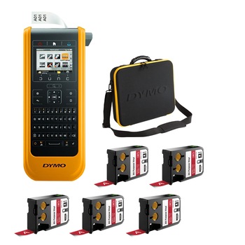 Aparat de etichetat, imprimanta transfer termic, DYMO XTL 300 Kit cu servieta, conectare PC, QWERTY si 5 Etichete industriale autoadezive, vinil, 19mm x 7m, alb/rosu,1873485,1868762 Aparat de etichetat, imprimanta transfer termic, DYMO XTL 300 Kit cu servieta, conectare PC, QWERTY si 5 Etichete industriale autoadezive, vinil, 19mm x 7m, alb/rosu,1873485,1868762