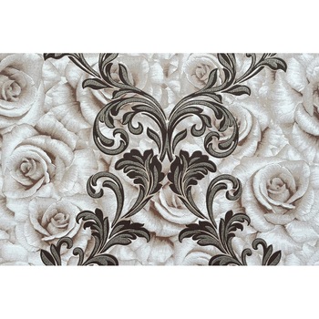 Tapet de vinil flori bej pentru dormitor sau living, semilavabil, tratat antibacterian/antimucegai, 5.33m2/rola - MallDeco 0980-1 Tapet de vinil flori bej pentru dormitor sau living, semilavabil, tratat antibacterian/antimucegai, 5.33m2/rola - MallDeco 0980-1